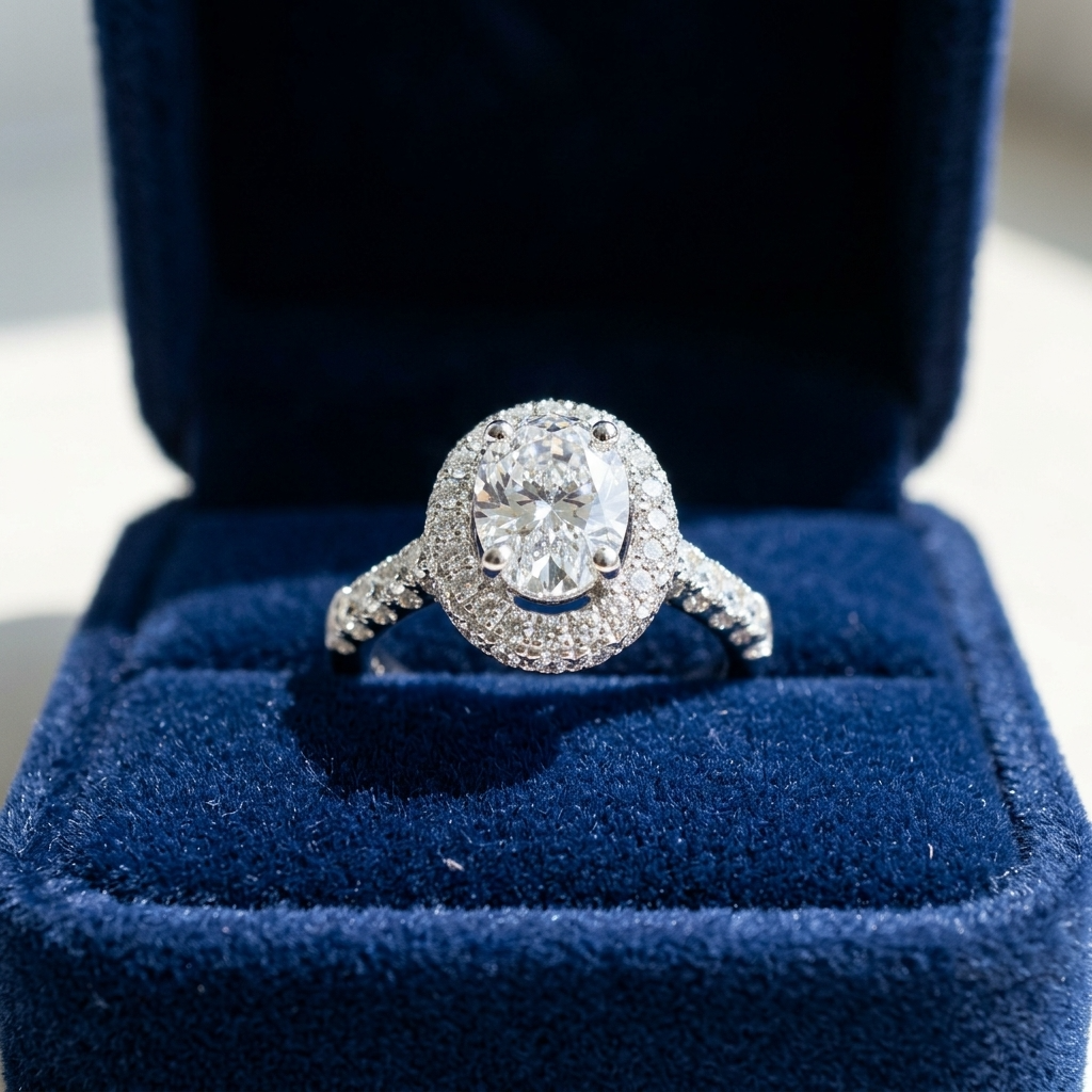 'Halo' Engagement Ring - Oval Diamond