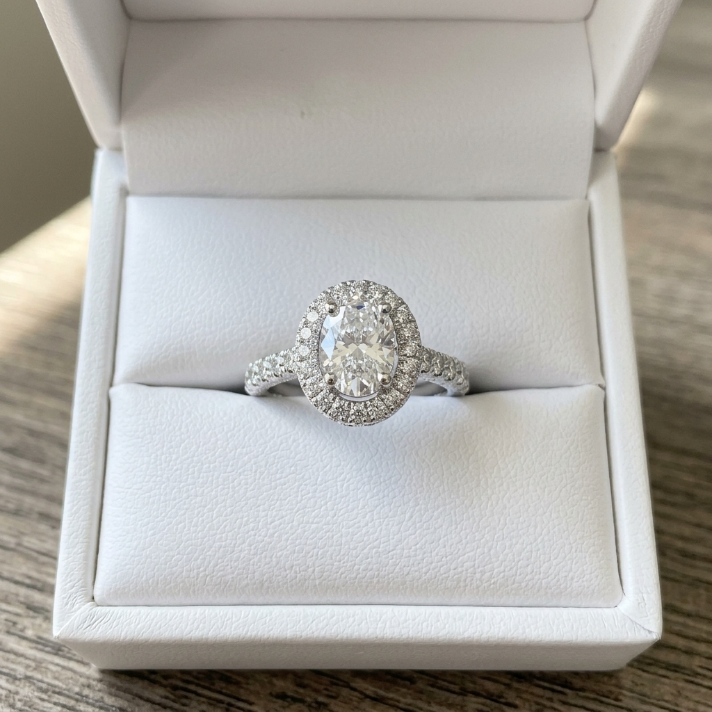 'Halo' Engagement Ring - Oval Diamond