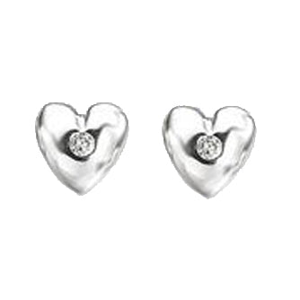 Heart shape diamond stud earrings in 18ct white gold