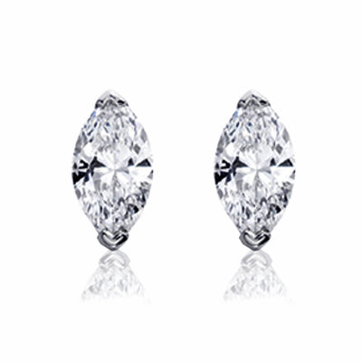 Marquise cut diamond stud earrings in 18ct white gold
