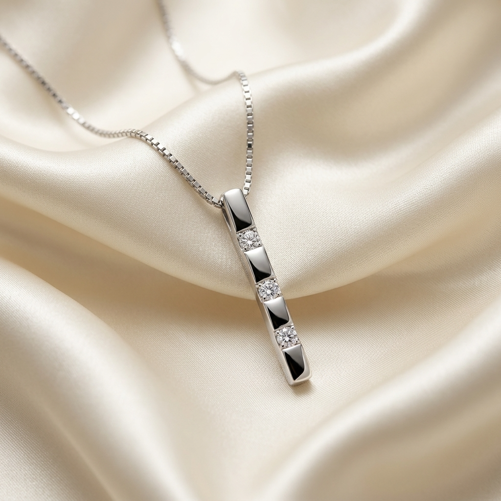 Modern diamond trilogy pendant - front view
