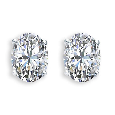 Oval shape diamond stud earrings in 18ct white gold