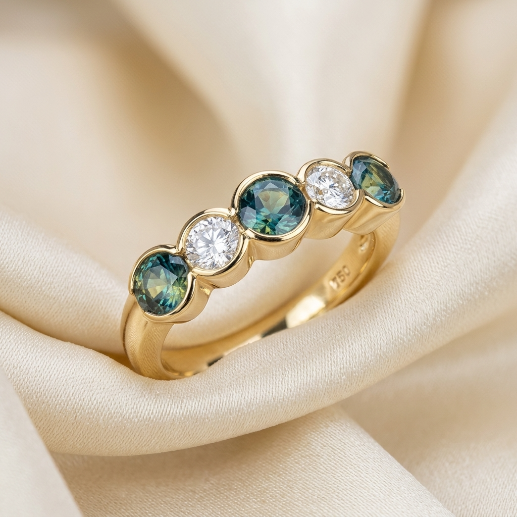 Party colour sapphire and diamond eternity band — available with mixed colour sapphires