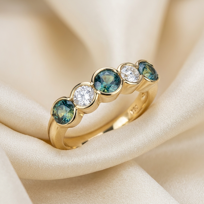Party colour sapphire and diamond eternity band — available with mixed colour sapphires