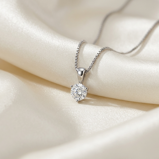 Three claw round diamond solitaire pendant