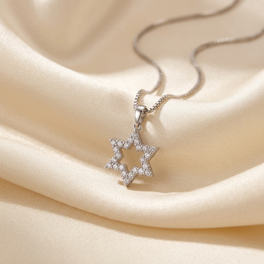 Star of David diamond pendant in 18ct white gold