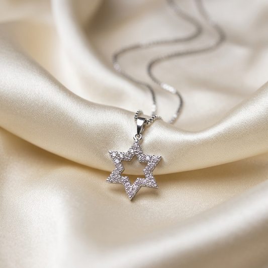 Star of David diamond pendant - angled view