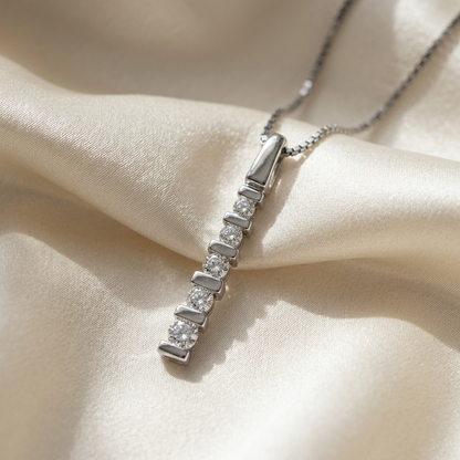 5 stone graduated bar set diamond pendant