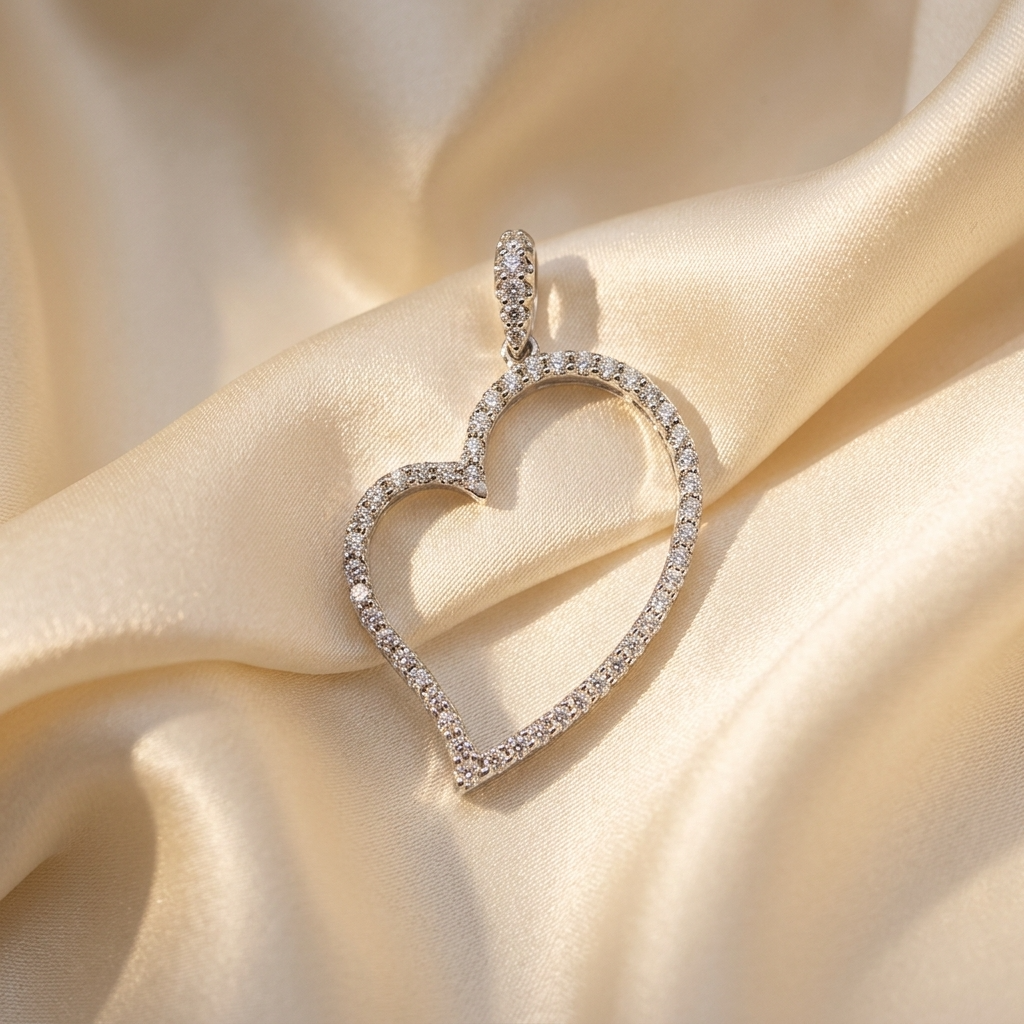 Heart shape diamond set pendant — handcrafted in Sydney
