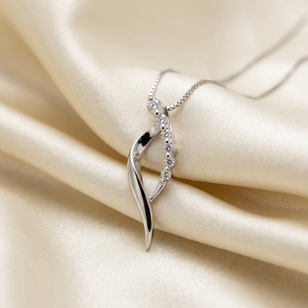 Diamond swirl pendant - angled view
