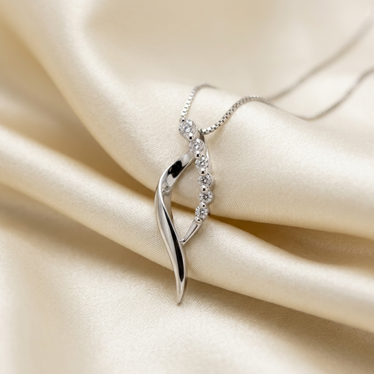 Diamond swirl pendant - angled view