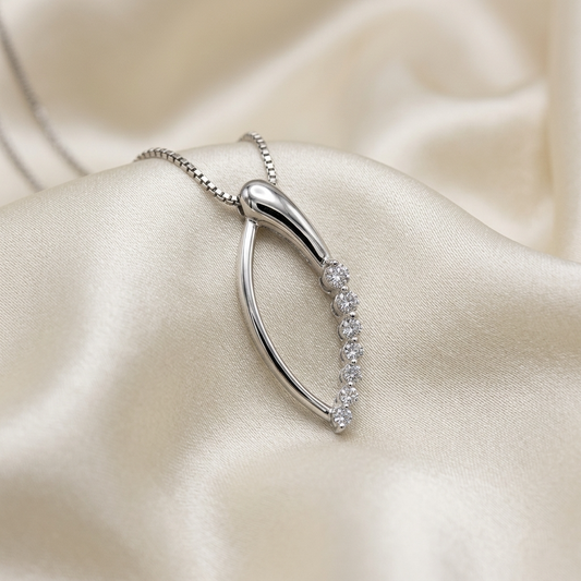 Marquise shape diamond pendant - angled view