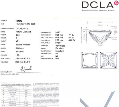 Princess Cut Diamond 0.31ct E VS1