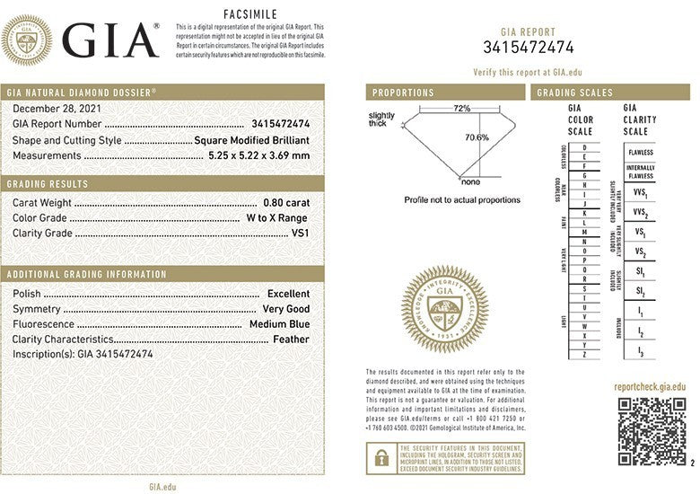GIA Certificate Princess Cut Diamond 0.80ct Fancy Colour W-X VS1