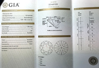 Round Brilliant Cut Diamond 1.28ct E SI1