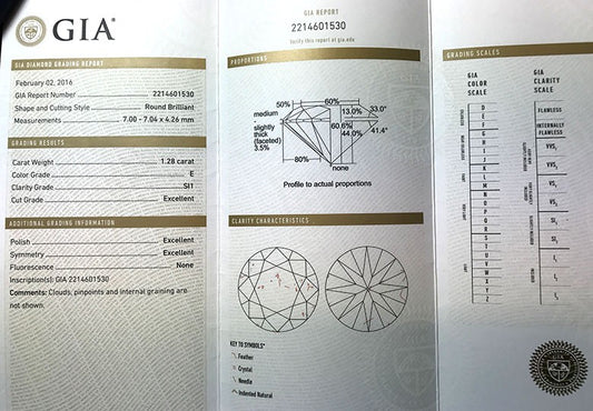 Round Brilliant Cut Diamond 1.28ct E SI1