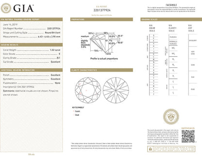 Round Brilliant Cut Diamond 1.02ct E SI1