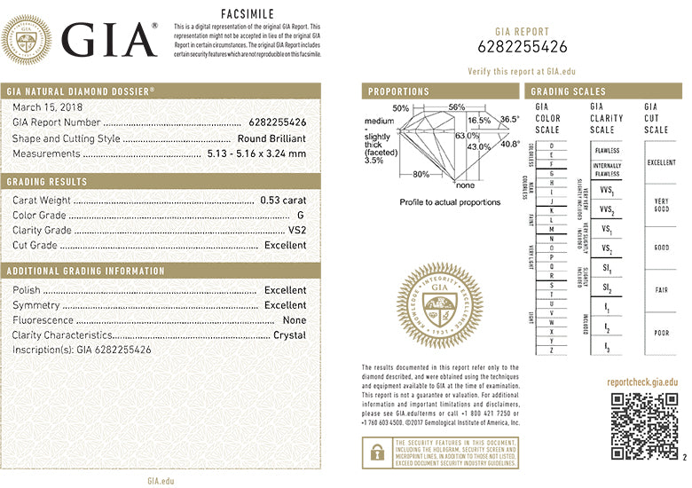 GIA Certificate Round Diamond RBC 1342