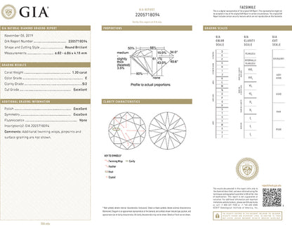 Round Brilliant Cut Diamond 1.20ct E SI2