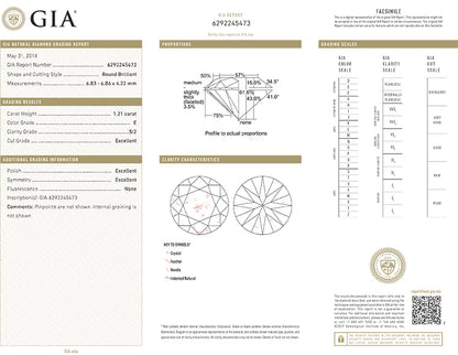 Round Brilliant Cut Diamond 1.21ct E SI2