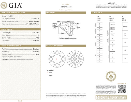 Round Diamond 1.05ct G VS2 GIA RBC-1646