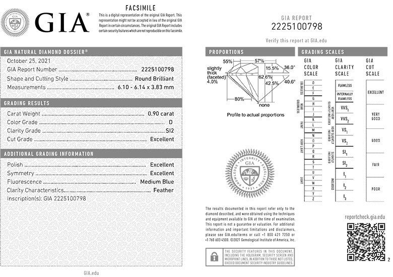 Round Diamond 0.90ct D SI2 RBC 1684