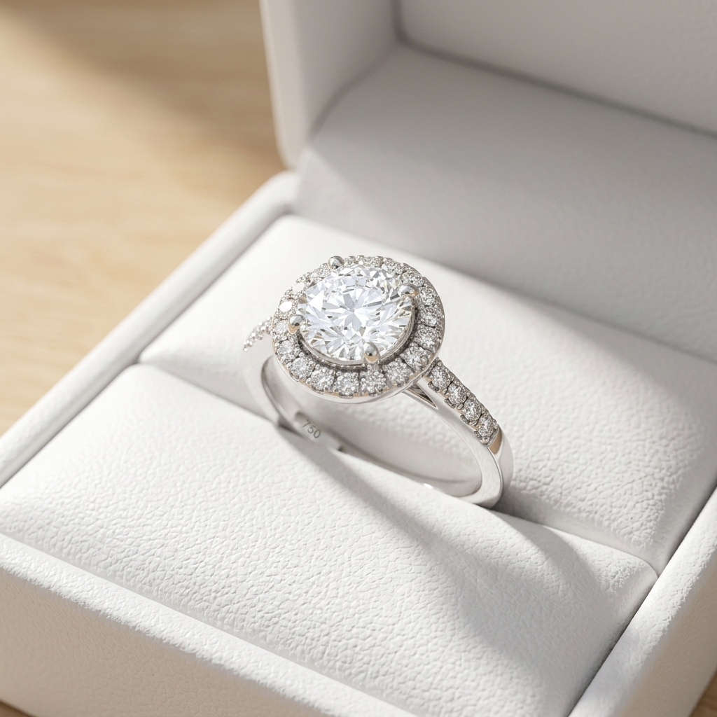 'Halo' Diamond Engagement Ring - 1.62cts
