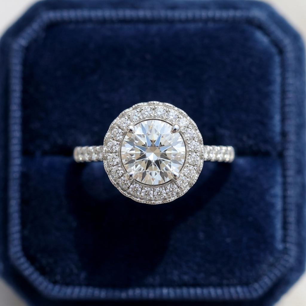 'Halo' Diamond Engagement Ring - 1.26cts