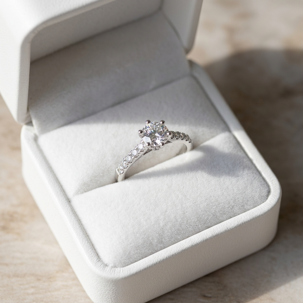 Sabrina round brilliant diamond engagement ring, top view