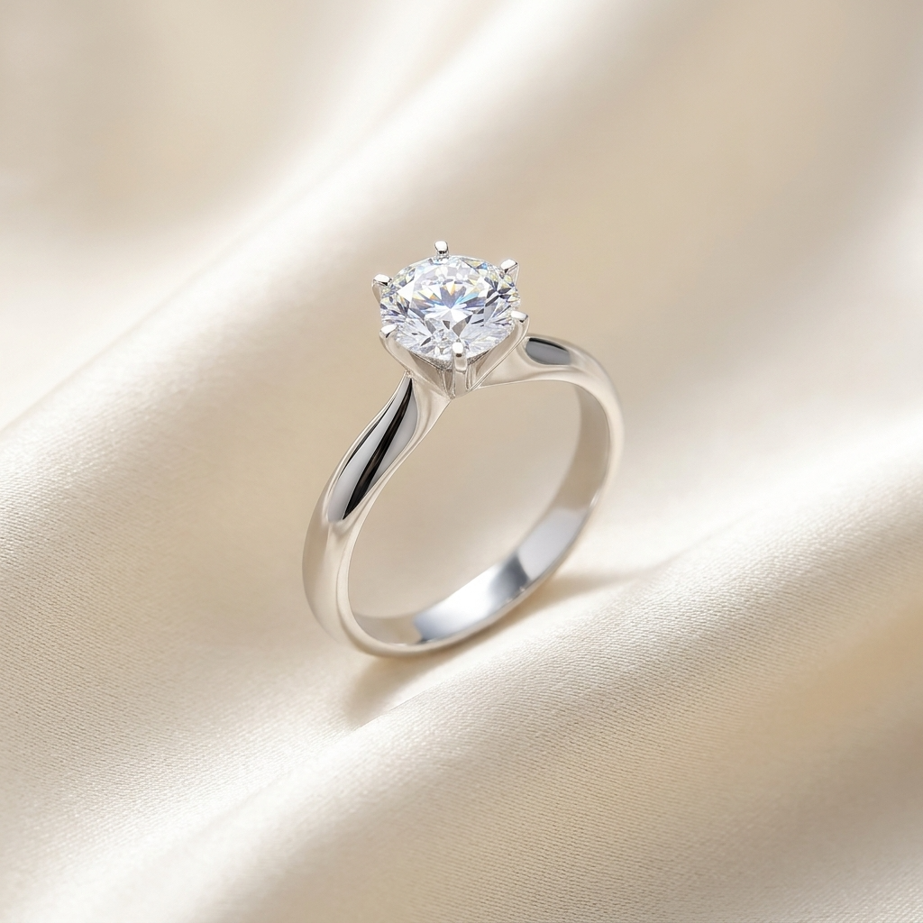 Diana round brilliant diamond solitaire engagement ring in 18ct white gold