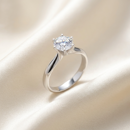 Diana round brilliant diamond solitaire engagement ring in 18ct white gold
