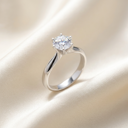 Diana round brilliant diamond solitaire engagement ring in 18ct white gold