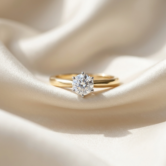 'Classic' Diamond Engagement Ring - Round 0.55ct - K SI1