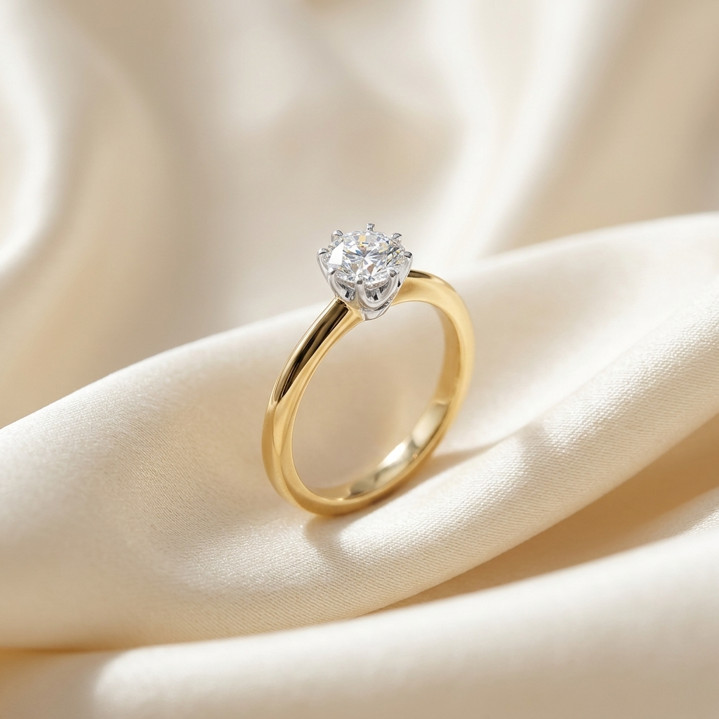 'Classic' Diamond Engagement Ring - Round 0.46ct - F VS1