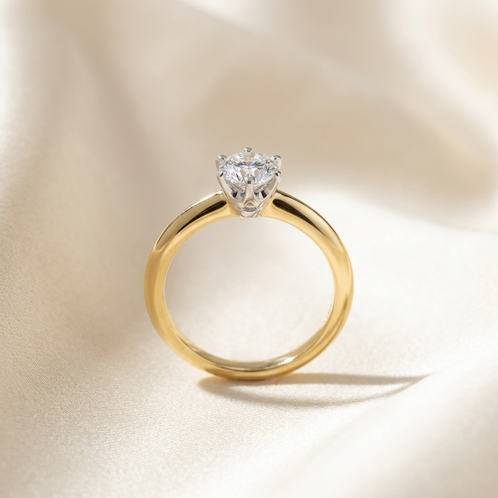 'Classic' Diamond Engagement Ring - Round 0.46ct - F VS1