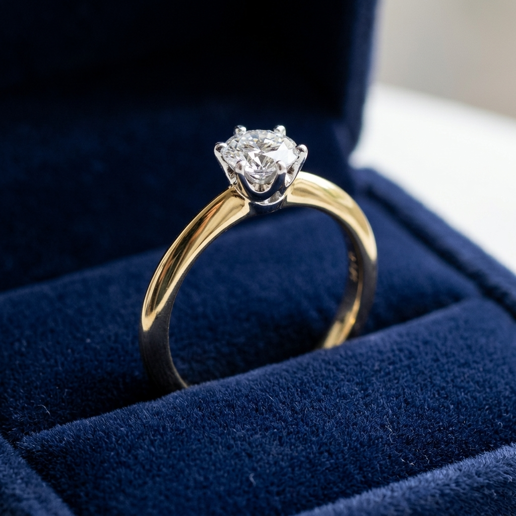 'Classic' Diamond Engagement Ring - Round 0.46ct - F VS1
