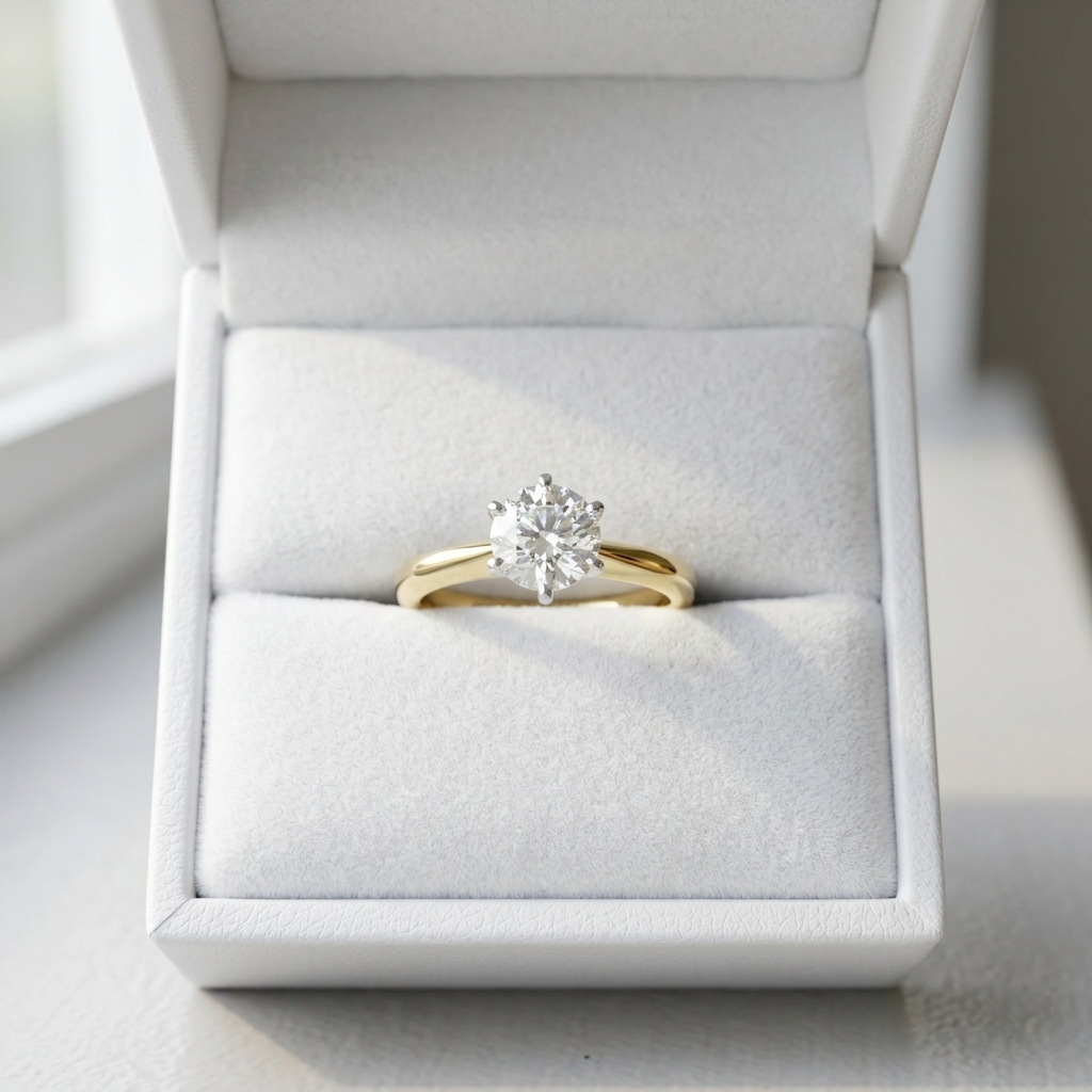 'Classic' Diamond Engagement Ring - Round 0.46ct - F VS1