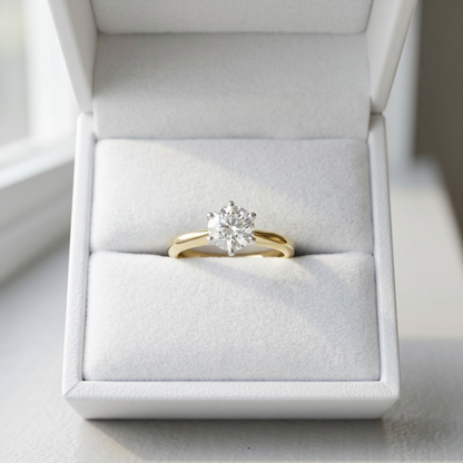 'Classic' Diamond Engagement Ring - Round 0.46ct - F VS1