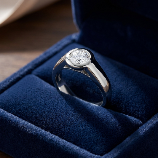 'Bezel' Diamond Engagement Ring - Round 0.47ct - E VS2