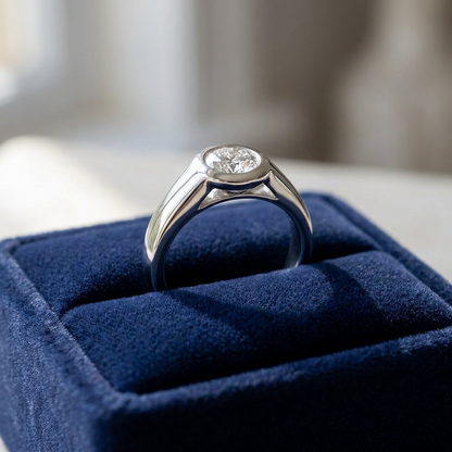 'Bezel' Diamond Engagement Ring - Round 0.47ct - E VS2