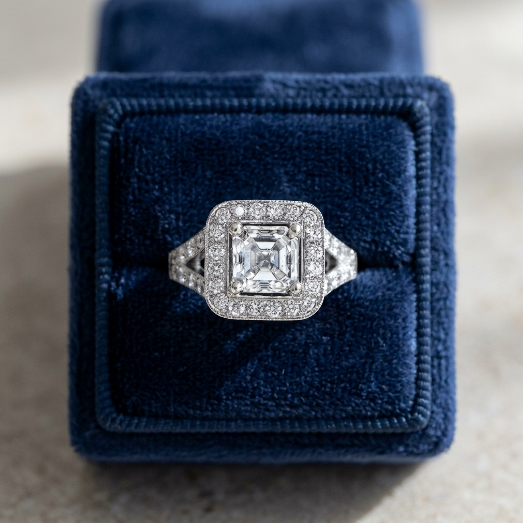 'Halo' Engagement Ring - Asscher Diamond