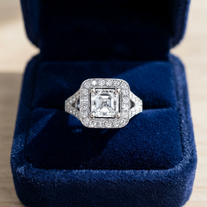 'Halo' Engagement Ring - Asscher Diamond
