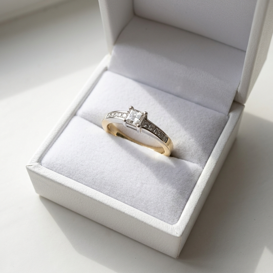 'Azar' Diamond Engagement Ring - Asscher 0.33ct - F VVS2