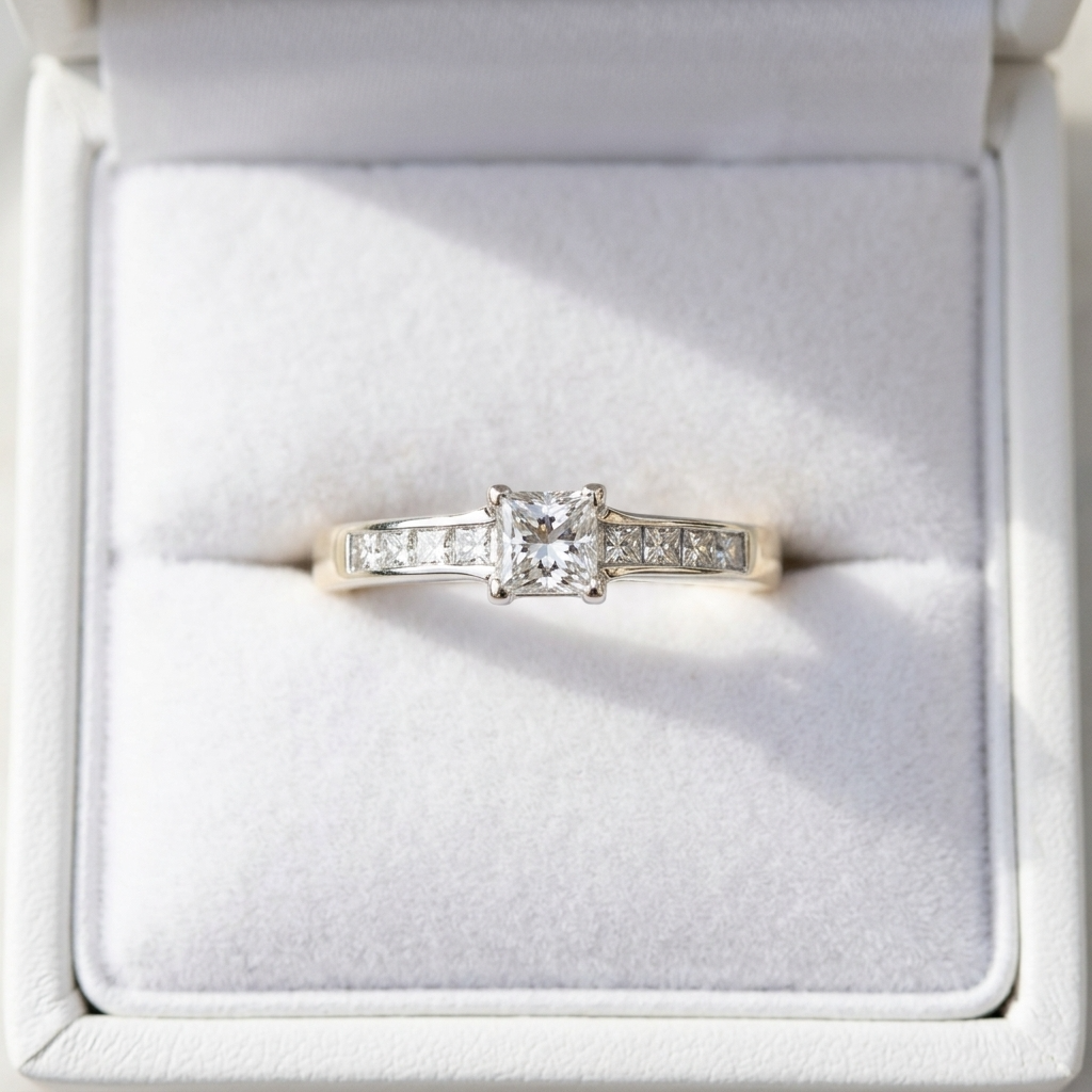 'Azar' Diamond Engagement Ring - Asscher 0.33ct - F VVS2