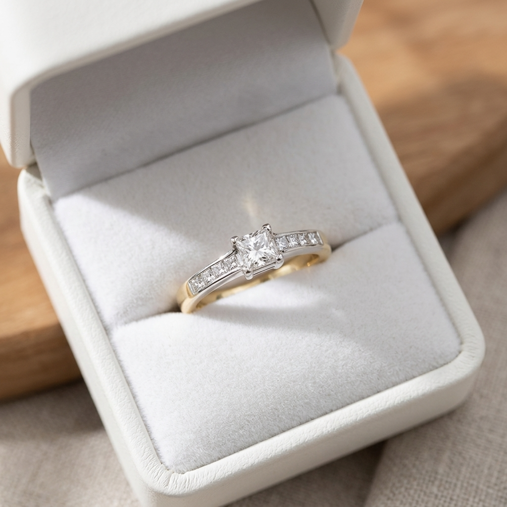 'Azar' Diamond Engagement Ring - Asscher 0.33ct - F VVS2