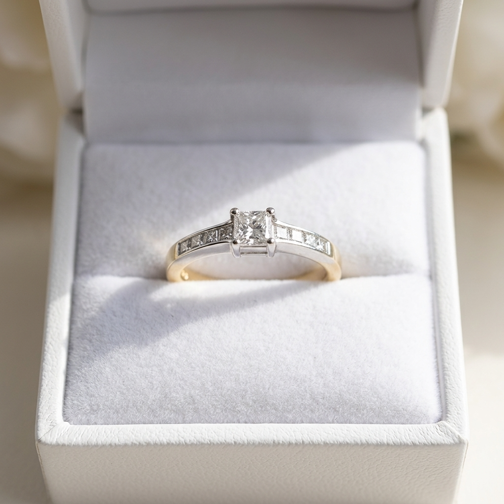'Azar' Diamond Engagement Ring - Asscher 0.33ct - F VVS2