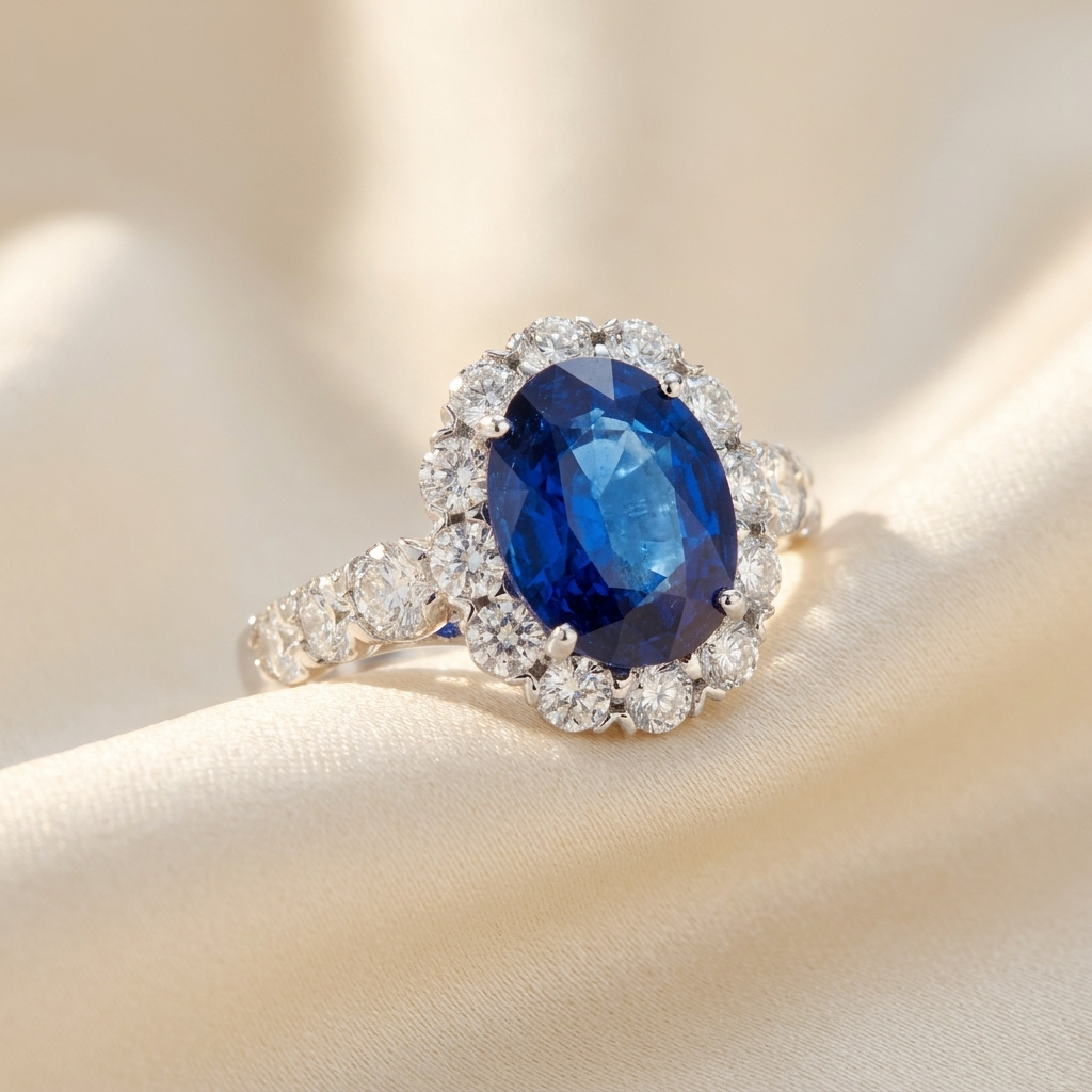 Sapphire and diamond engagement ring — handcrafted in Sydney