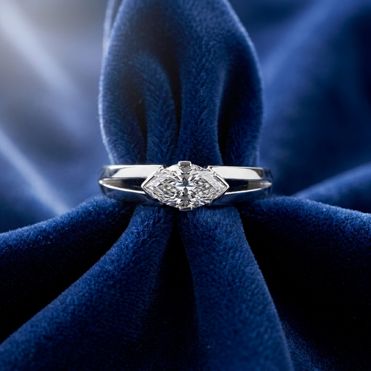 Marquise diamond East-West engagement ring — handcrafted in Sydney