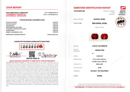 Cushion Cut Natural Vibrant Red Spinels 2.47cts 