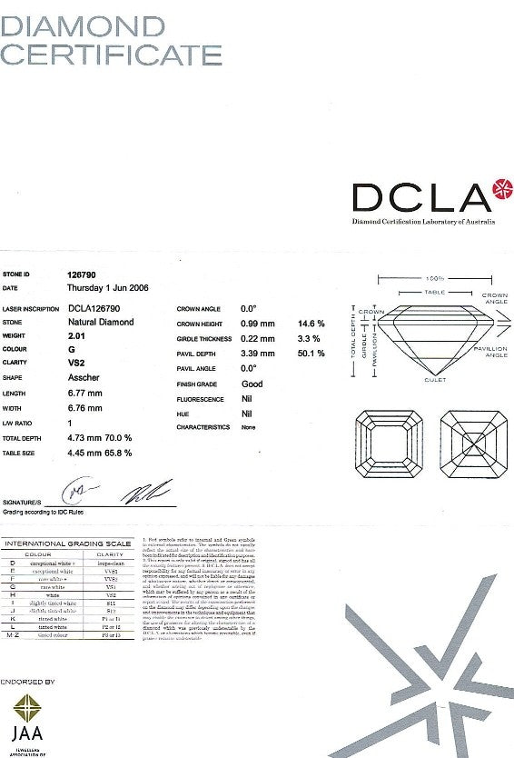 Asscher Cut Diamond FS 077 2.01ct